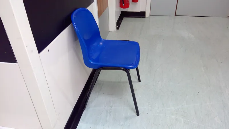 6 x Blue Stacking Chair with Black Metal Frame