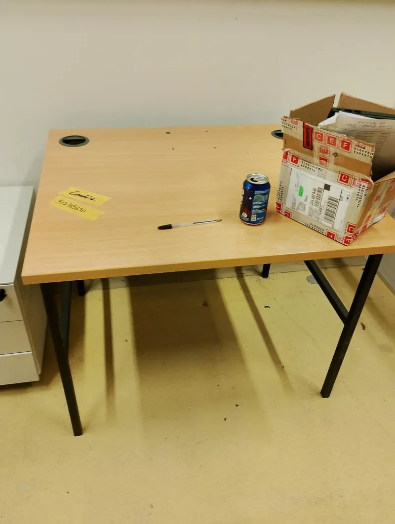 Wooden Work Desk with Black Metal Legs