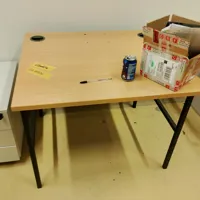 Wooden Work Desk with Black Metal Legs
