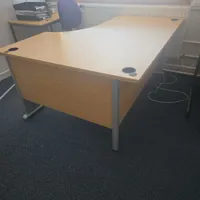 Wooden Office Desk with Metal Frame - Beech