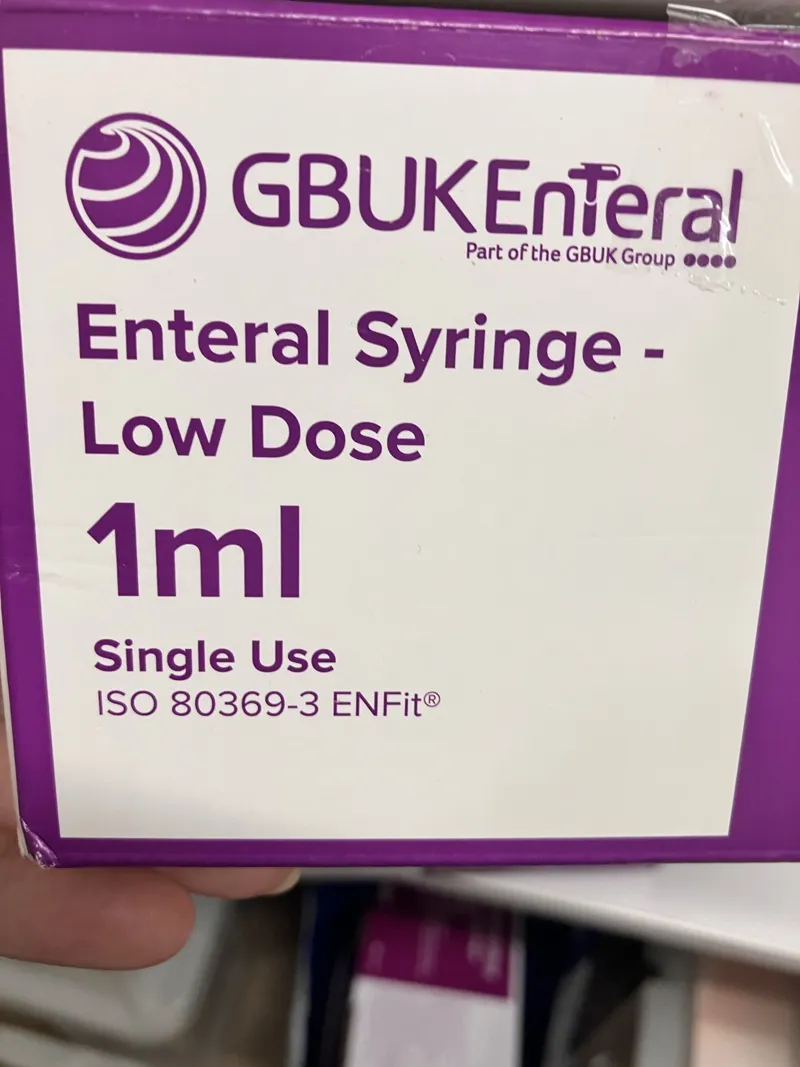 GBUK Enteral Syringe 1ml Low Dose - Box of 100 Units