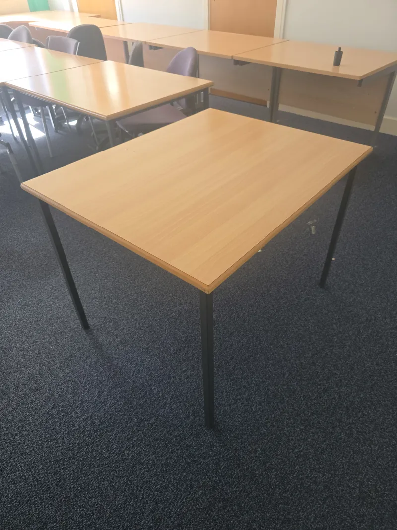 Wooden Laminate Table with Black Metal Frame