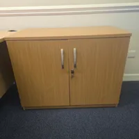 Wooden Storage Cabinet with Locking Doors - Beech Effect