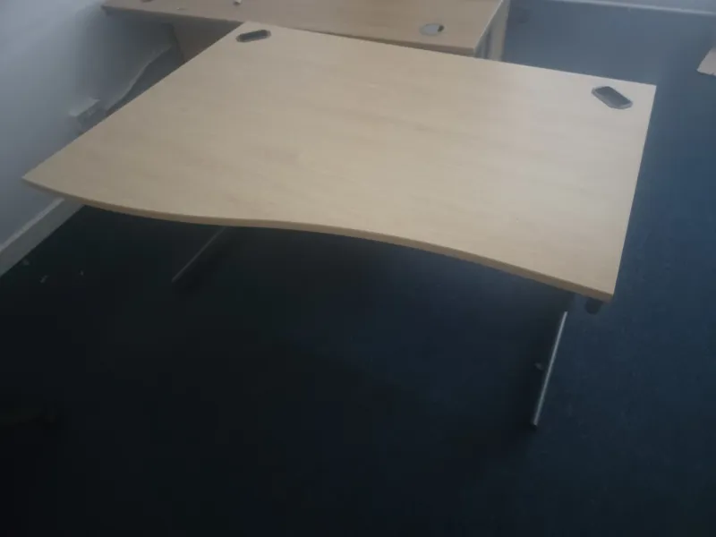 Light Wood Curved Edge Desk with Cable Management