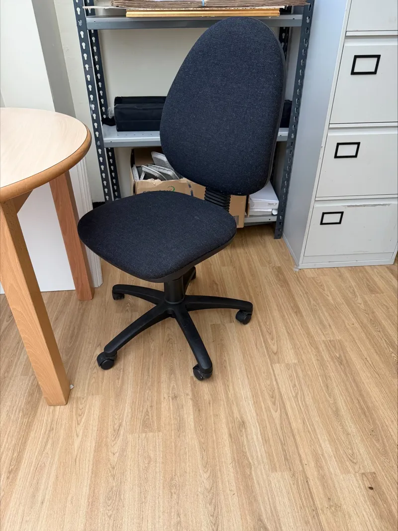 Black Fabric Office Chair with Wheels