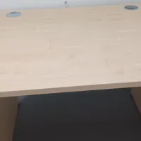 Light Wood Desk with Cable Management Holes