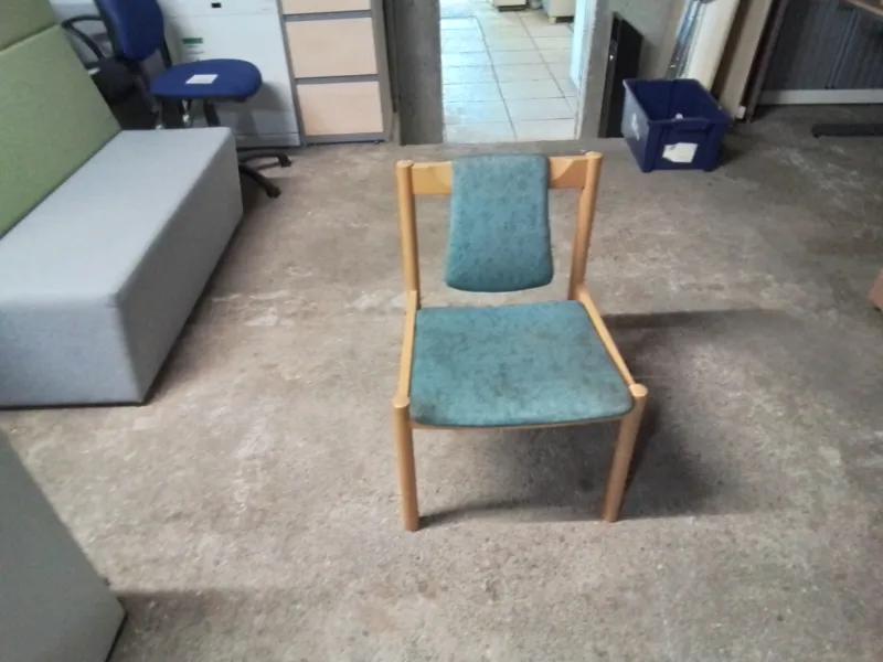 Wooden Frame Dining Chair with Teal Upholstery