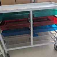 Mobile Storage Unit with 10 Assorted Coloured Plastic Drawers