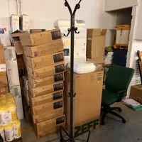 Black Metal Coat Stand with Decorative Scrolled Top