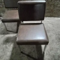 Brown Leather Dining Chairs with Metal Frames