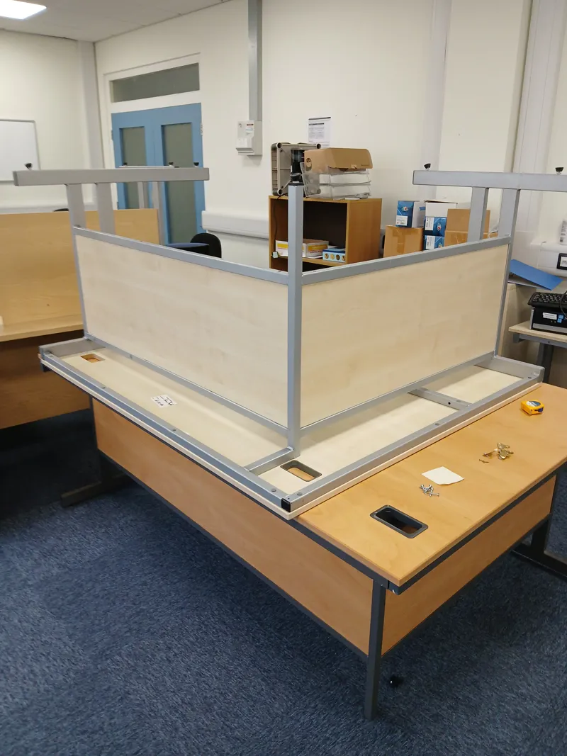 Modular Reception/Service Desk - Dark Wood & Aluminium (the one under the light one on top)