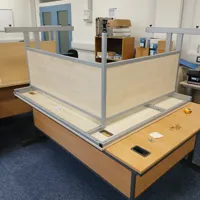 Modular Reception/Service Desk - Dark Wood & Aluminium (the one under the light one on top)