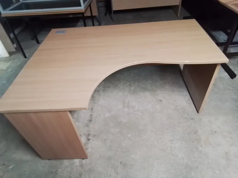 Beech Effect Curved Office Desk with Return
