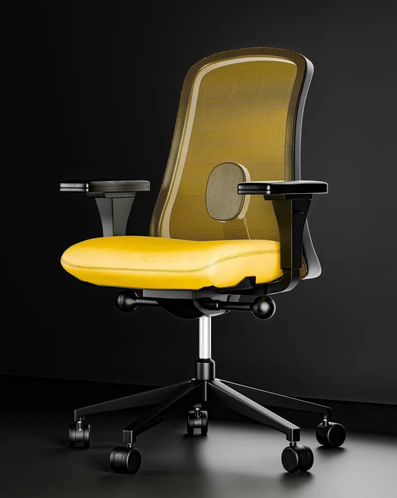 Ergonomic Office Chair with Mesh Back - Yellow
