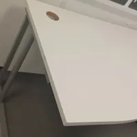 White Curved Desk with Cable Management