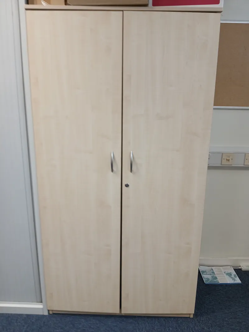 Tall Cream Storage Cupboard with Two Doors and 5 shelves