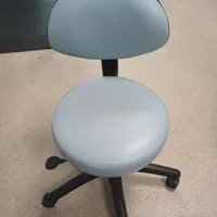 Light Blue Clinic Stool with Backrest and Wheels