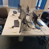1200 white top desks - bank of 4