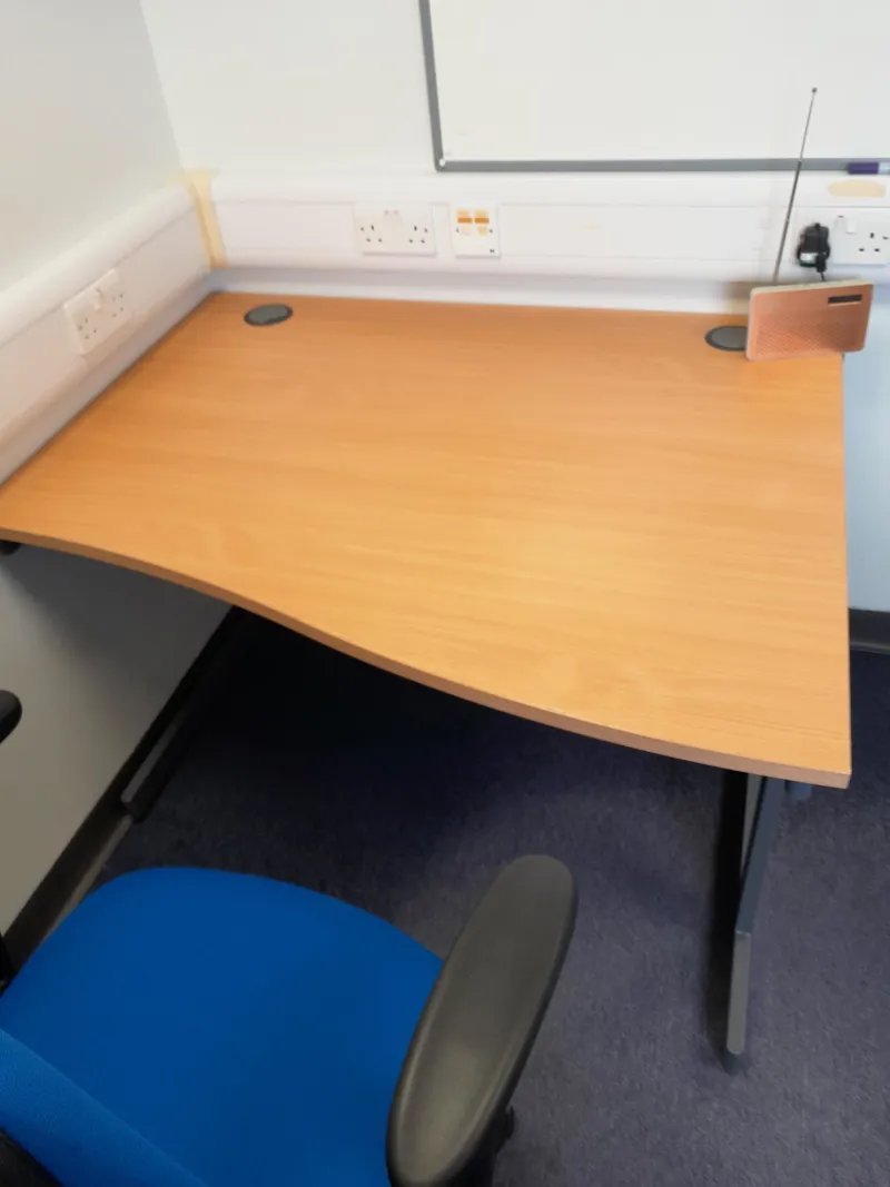 Light Oak Wave Desk with Grey Frame