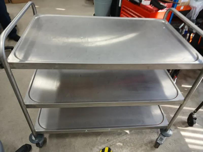 Stainless Steel 3-Tier Catering Trolley with Castors