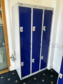 Blue Metal Locker Cabinet - 6 Door Storage Unit