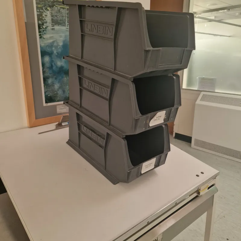 Linbin Stacking Storage Bins - Grey Plastic x3