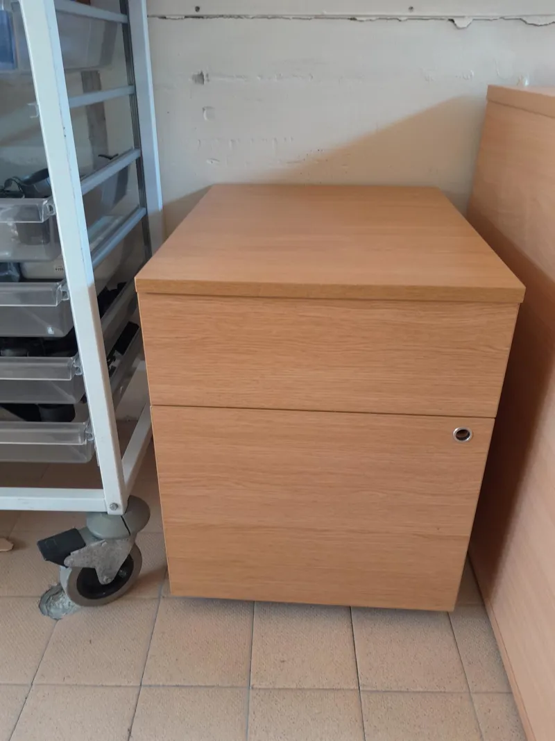 Beech Wood Mobile Pedestal Storage Unit with 2 Drawers