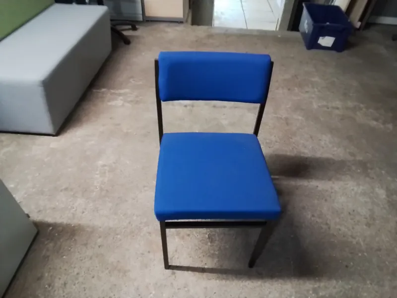 Blue Padded Stacking Chairs - Black Frame