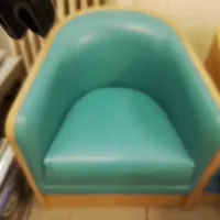 Turquoise Upholstered Armchair with Wooden Frame, very heavy