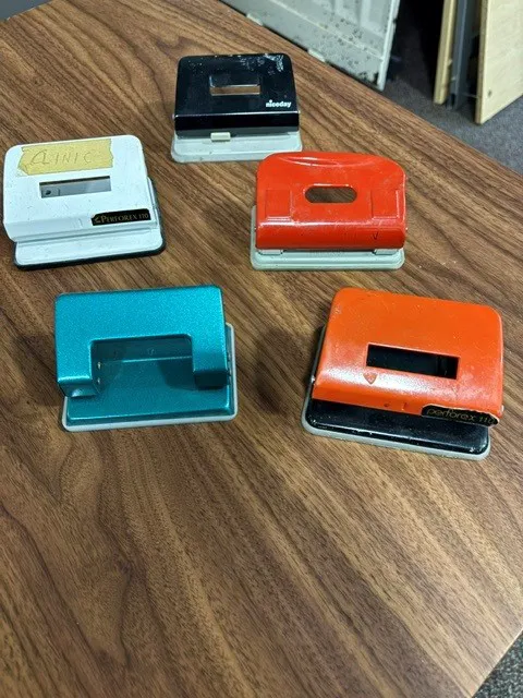 Bundle of 5 Vintage Desktop Hole Punches - Mixed Colours