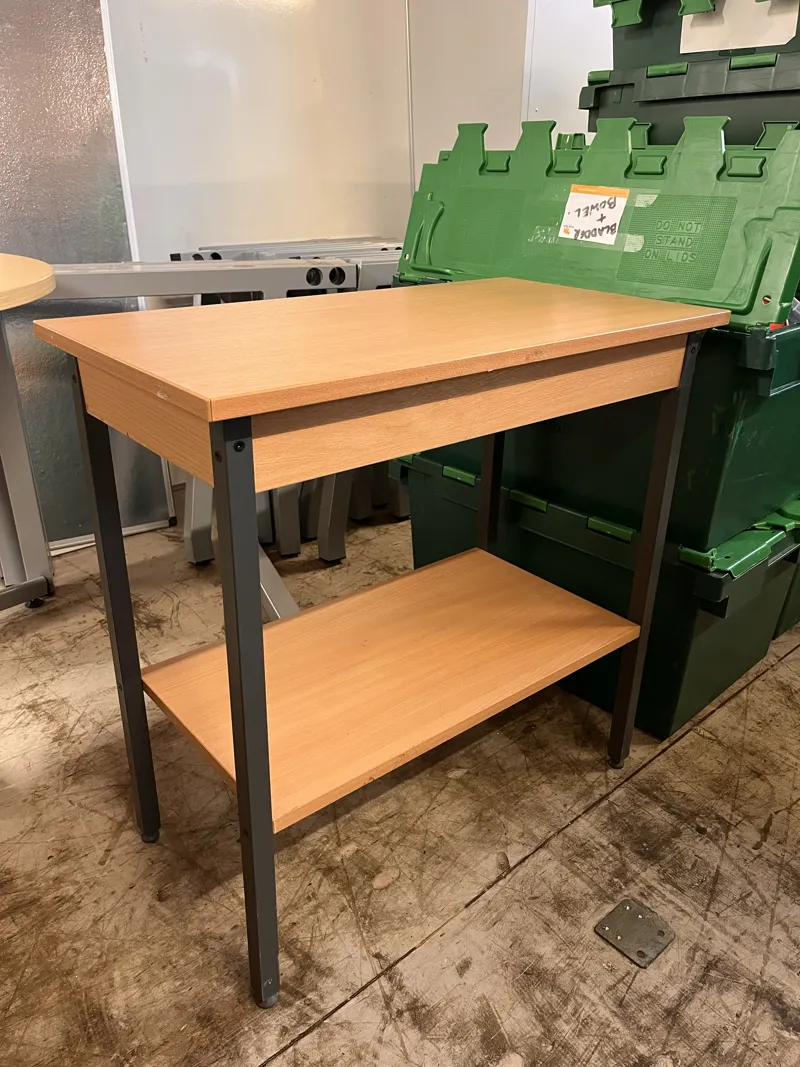 Wooden Work Table with Shelf - Light Oak