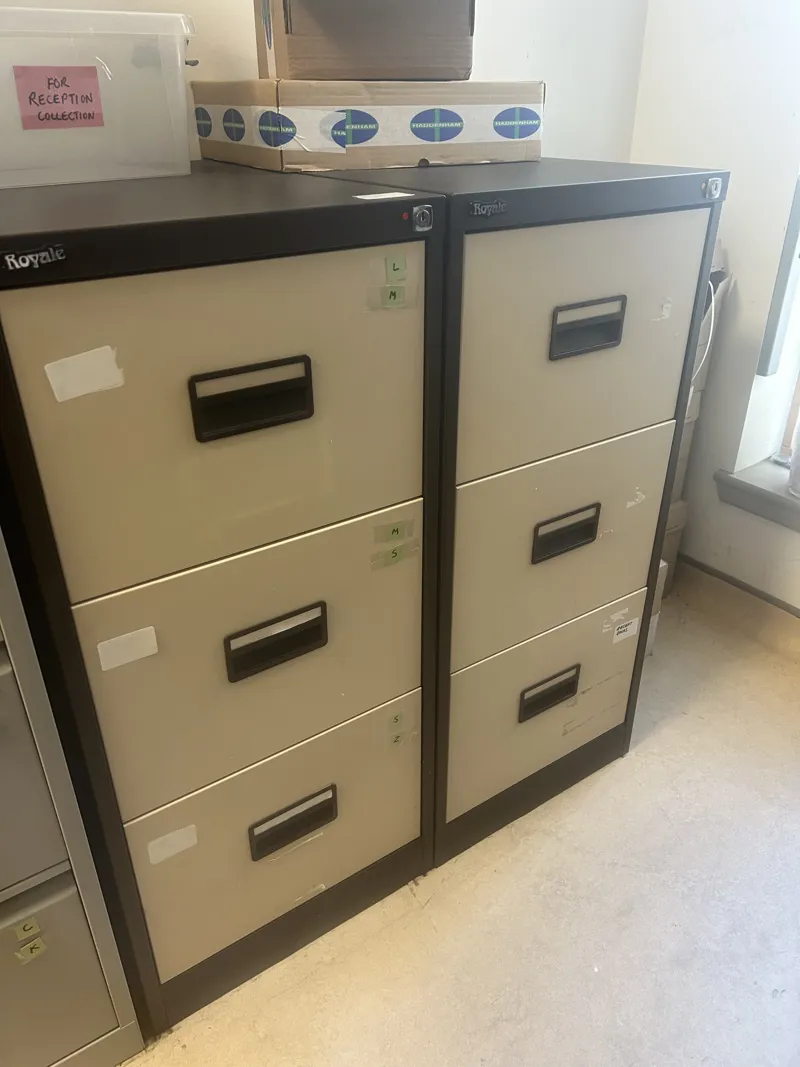 2x 3-Drawer Lockable Filing Cabinets