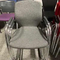 Stackable Meeting Chair with Chrome Frame - Grey Fabric