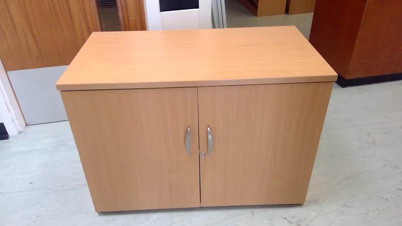 Beech Two-Door Office Storage Cabinet lockerable