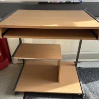 Mobile Computer Desk with Keyboard Shelf - Light Oak
