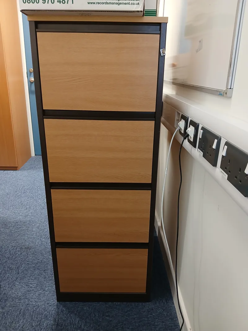 4-Drawer Lateral Filing Cabinet, Beech & Black