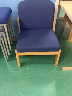 Navy Blue Upholstered Receptionr with Wooden Frame