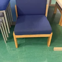 Navy Blue Upholstered Receptionr with Wooden Frame
