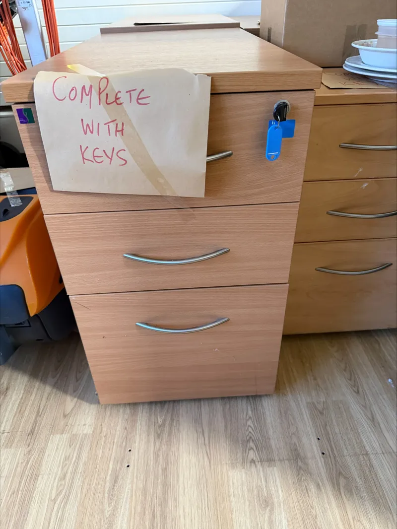 Wooden Storage Cabinet with Drawers - Complete With Keys