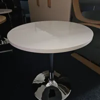 White Round Café/Bistro Table with Chrome Pedestal Base