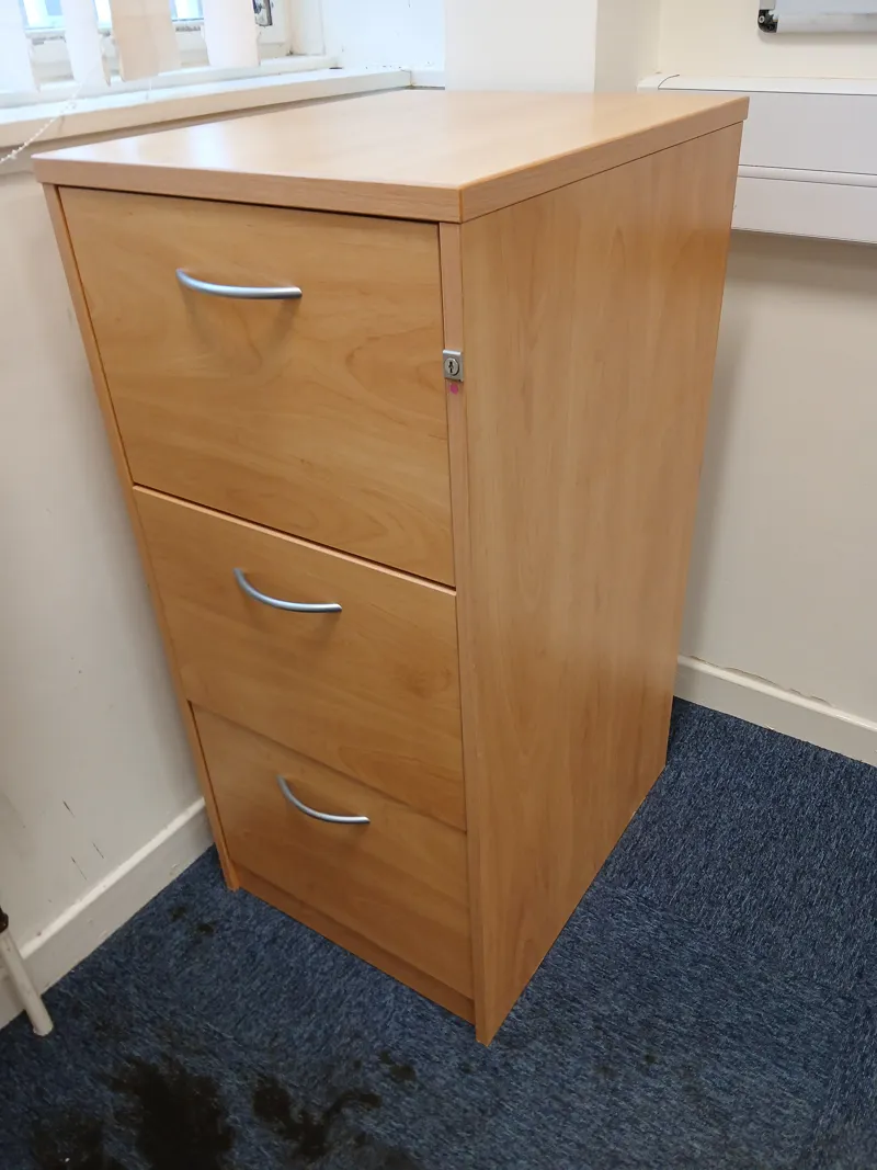 Wooden 3-Drawer Filing Cabinet, Medium Oak