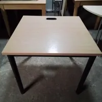 Beech Effect Study Table with Cable Port – Light Wood/Black Legs