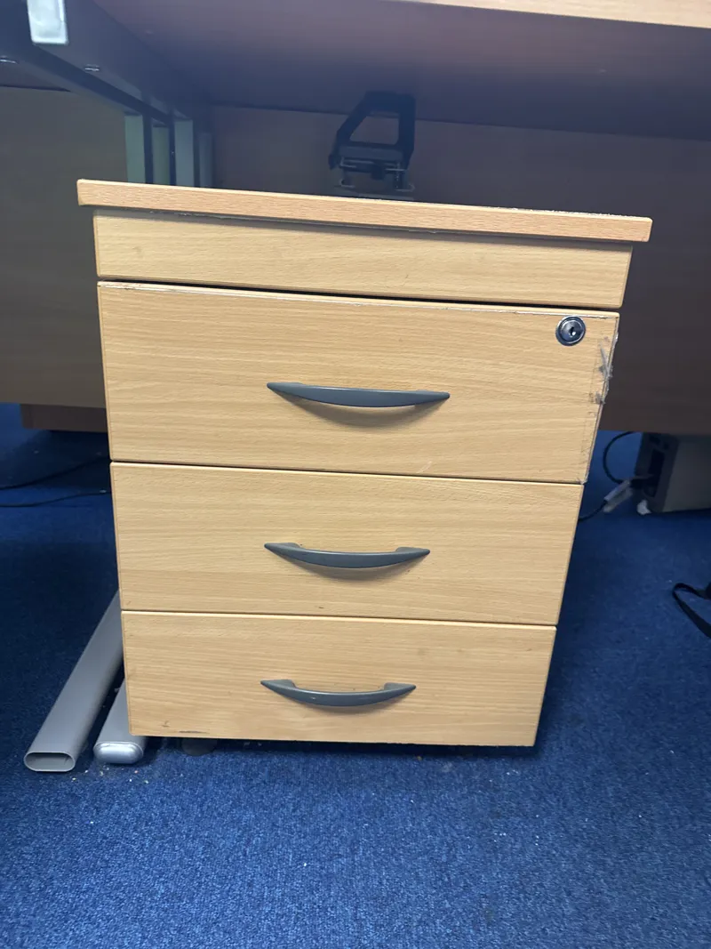 Light Oak 3-Drawer Mobile Pedestal with Lock