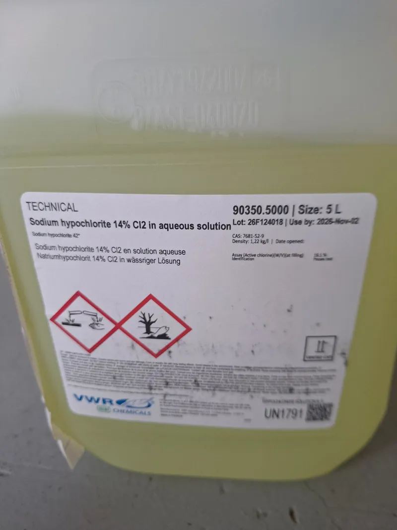 Sodium Hypochlorite 14% Cl2 Solution - 5L Technical Grade