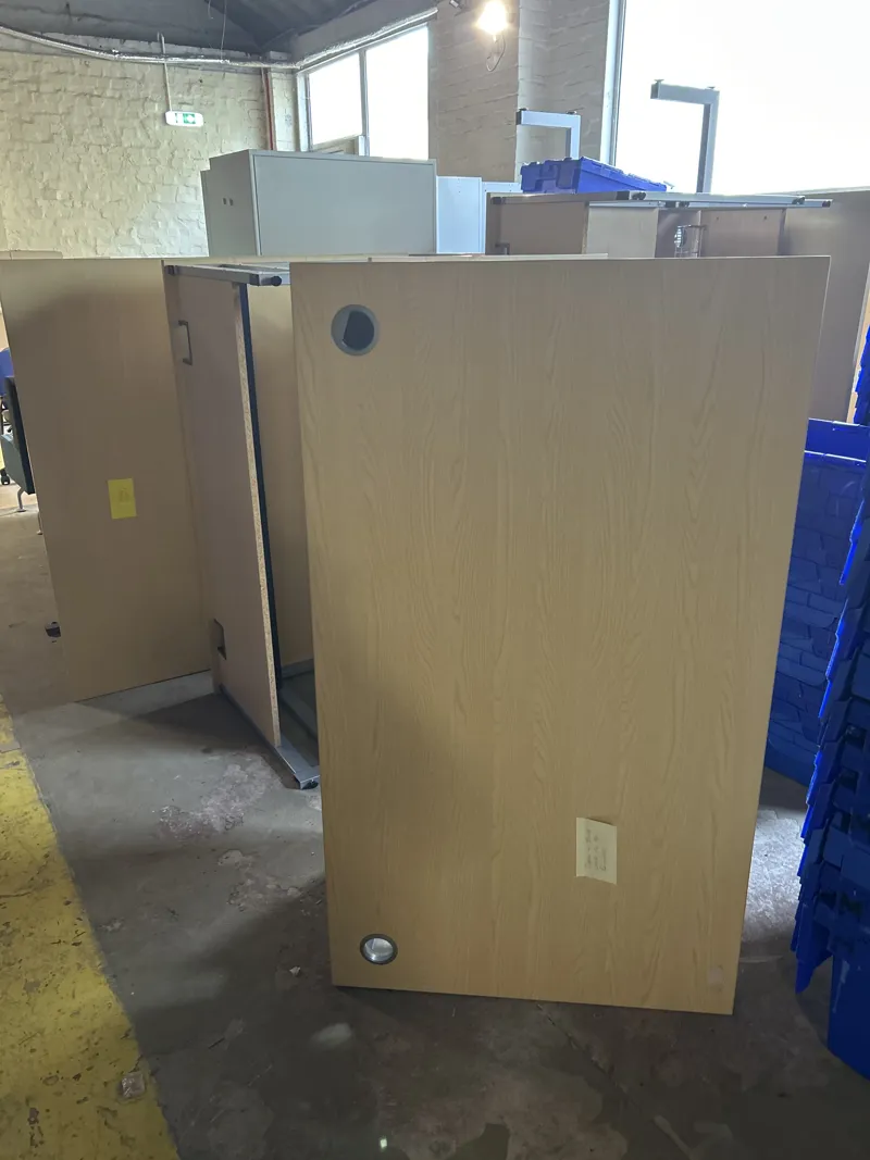 Wooden Storage Cubicles / Booth Panels - Light Oak Finish