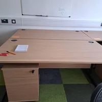 Light oak desk with pedestal