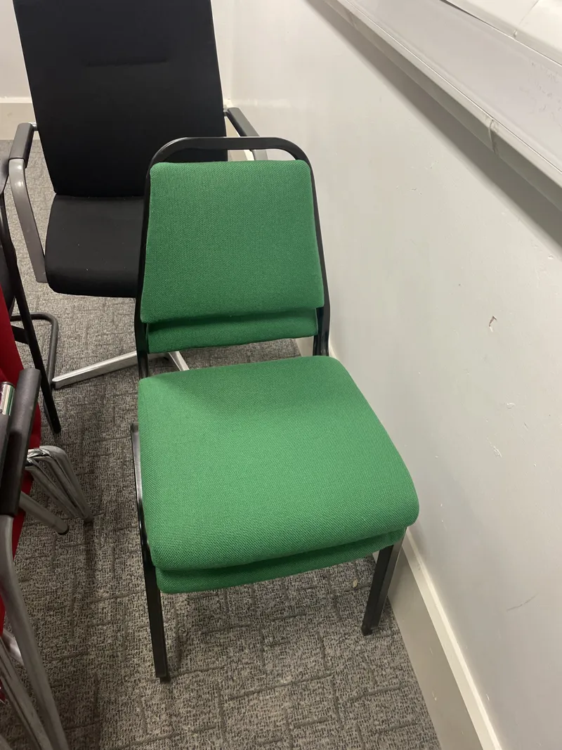 Green Stacking Chair with Black Frame