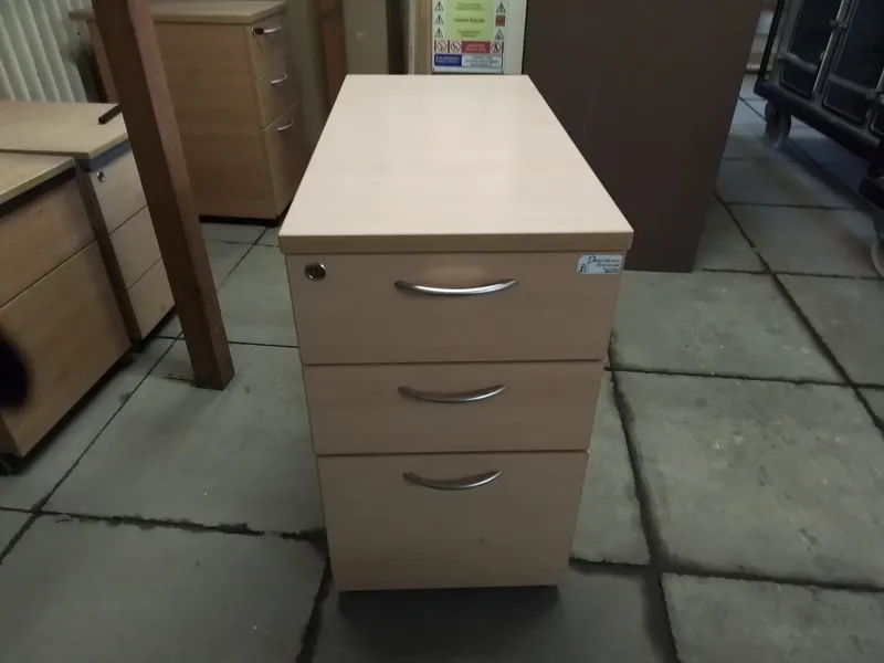 3-Drawer Beige Office Storage Unit / Pedestal Cabinet