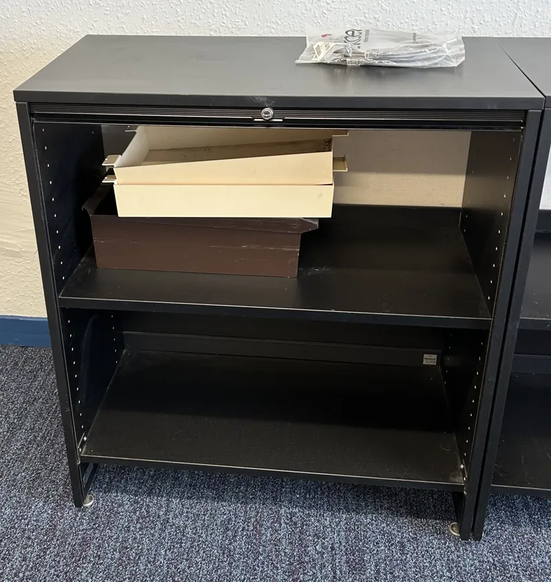 Black Metal Storage Cabinet with 3 shelves and shutter (no key)