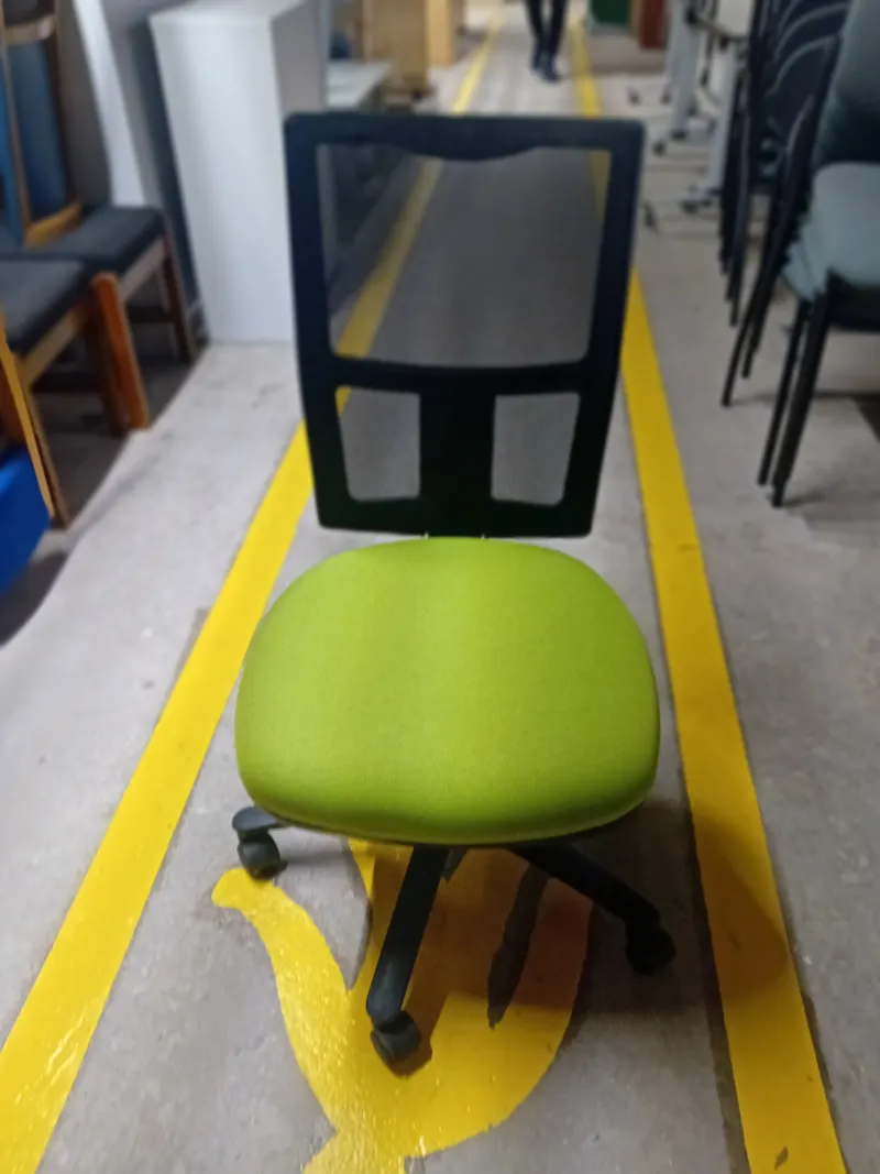 Office Chair with Green Seat and Black Back